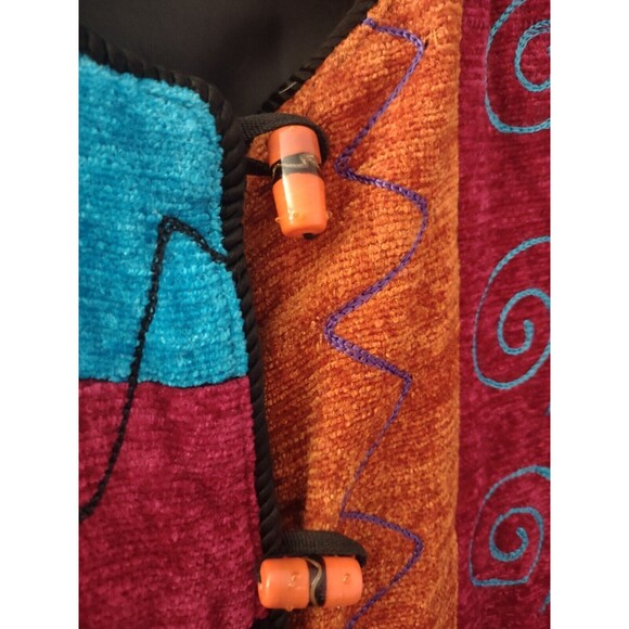 Vintage Allure Wearable Art Cardigan Chenille Size Large Eclectic Versatile - Picture 2 of 8